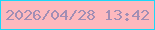 文字の大きさ：2、枠の色：1bd8f8、背景の色：fdb9be、文字の色：a28eb4 無料ブログパーツのブログ時計