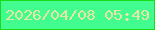 文字の大きさ：5、枠の色：1bdc19、背景の色：43fc8f、文字の色：e6e7a5 無料ブログパーツのブログ時計