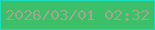 文字の大きさ：4、枠の色：1bddc0、背景の色：3bc069、文字の色：9fa88e 無料ブログパーツのブログ時計