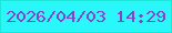 文字の大きさ：4、枠の色：1be6d7、背景の色：2af7fa、文字の色：8644cd 無料ブログパーツのブログ時計