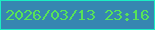 文字の大きさ：4、枠の色：1bedc3、背景の色：3686b1、文字の色：57e358 無料ブログパーツのブログ時計