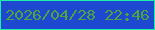 文字の大きさ：4、枠の色：1bf0a6、背景の色：1f48d1、文字の色：4da441 無料ブログパーツのブログ時計