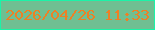文字の大きさ：3、枠の色：1bf3a8、背景の色：6fbf92、文字の色：ed8025 無料ブログパーツのブログ時計