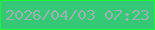 文字の大きさ：3、枠の色：1bfc33、背景の色：35c876、文字の色：99b3b1 無料ブログパーツのブログ時計