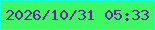 文字の大きさ：4、枠の色：1bfddf、背景の色：3df763、文字の色：60259a 無料ブログパーツのブログ時計