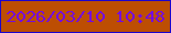 文字の大きさ：4、枠の色：1c05cd、背景の色：bd4e03、文字の色：740ddf 無料ブログパーツのブログ時計