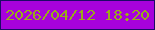 文字の大きさ：4、枠の色：1c0a67、背景の色：a702dc、文字の色：99ac19 無料ブログパーツのブログ時計