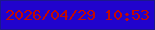 文字の大きさ：2、枠の色：1c188c、背景の色：2103cd、文字の色：c40902 無料ブログパーツのブログ時計