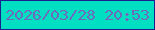 文字の大きさ：3、枠の色：1c1f8e、背景の色：00dfc1、文字の色：6d69bd 無料ブログパーツのブログ時計