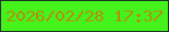 文字の大きさ：1、枠の色：1c3126、背景の色：45f21c、文字の色：b48f0d 無料ブログパーツのブログ時計