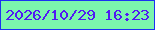文字の大きさ：2、枠の色：1c31f2、背景の色：7bf5ad、文字の色：5119f3 無料ブログパーツのブログ時計