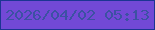 文字の大きさ：5、枠の色：1c3593、背景の色：7249d6、文字の色：3c51a3 無料ブログパーツのブログ時計