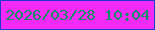 文字の大きさ：5、枠の色：1c3acb、背景の色：f42bf7、文字の色：138b67 無料ブログパーツのブログ時計