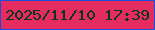 文字の大きさ：4、枠の色：1c4cdc、背景の色：e52c61、文字の色：08381a 無料ブログパーツのブログ時計