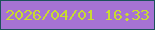 文字の大きさ：5、枠の色：1c515a、背景の色：a673d3、文字の色：c9db30 無料ブログパーツのブログ時計
