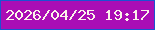 文字の大きさ：4、枠の色：1c52d1、背景の色：aa0eb5、文字の色：fbf3ea 無料ブログパーツのブログ時計