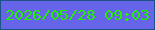 文字の大きさ：1、枠の色：1c5387、背景の色：6665e9、文字の色：22ef02 無料ブログパーツのブログ時計