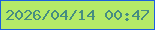 文字の大きさ：5、枠の色：1c60df、背景の色：b5ea68、文字の色：468d81 無料ブログパーツのブログ時計