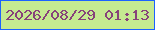 文字の大きさ：3、枠の色：1c62ff、背景の色：c5ea91、文字の色：87427a 無料ブログパーツのブログ時計