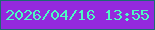 文字の大きさ：3、枠の色：1c6a73、背景の色：9429dd、文字の色：4dfbc3 無料ブログパーツのブログ時計
