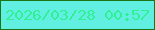 文字の大きさ：5、枠の色：1c7415、背景の色：60efe0、文字の色：2ff093 無料ブログパーツのブログ時計
