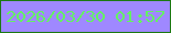 文字の大きさ：1、枠の色：1c7813、背景の色：9f88ff、文字の色：64f163 無料ブログパーツのブログ時計