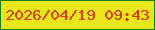 文字の大きさ：2、枠の色：1c7f0c、背景の色：e8e71c、文字の色：e03a03 無料ブログパーツのブログ時計