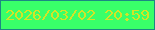 文字の大きさ：3、枠の色：1c8783、背景の色：39ff69、文字の色：d3e427 無料ブログパーツのブログ時計