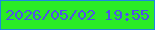 文字の大きさ：5、枠の色：1c88df、背景の色：2aeb26、文字の色：4f51e9 無料ブログパーツのブログ時計