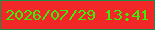 文字の大きさ：5、枠の色：1c8d49、背景の色：f12728、文字の色：3ced0b 無料ブログパーツのブログ時計