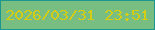 文字の大きさ：1、枠の色：1c978f、背景の色：78be82、文字の色：d3cd15 無料ブログパーツのブログ時計