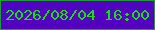 文字の大きさ：2、枠の色：1c9b35、背景の色：5301c0、文字の色：16de10 無料ブログパーツのブログ時計