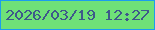文字の大きさ：1、枠の色：1c9dee、背景の色：6fe178、文字の色：3e588a 無料ブログパーツのブログ時計