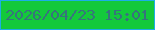 文字の大きさ：4、枠の色：1caee6、背景の色：13c93b、文字の色：37747c 無料ブログパーツのブログ時計