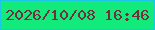 文字の大きさ：1、枠の色：1cc6e9、背景の色：13ea7c、文字の色：722e3e 無料ブログパーツのブログ時計
