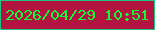 文字の大きさ：4、枠の色：1cc77b、背景の色：b31341、文字の色：0ffb37 無料ブログパーツのブログ時計