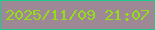 文字の大きさ：2、枠の色：1cca8b、背景の色：9e8896、文字の色：96dd19 無料ブログパーツのブログ時計