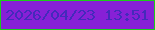 文字の大きさ：3、枠の色：1ccc1a、背景の色：8720d6、文字の色：442abb 無料ブログパーツのブログ時計