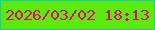 文字の大きさ：3、枠の色：1ccda1、背景の色：5cea0b、文字の色：de0971 無料ブログパーツのブログ時計