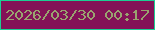 文字の大きさ：1、枠の色：1cce93、背景の色：831257、文字の色：99a36f 無料ブログパーツのブログ時計