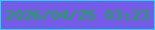 文字の大きさ：5、枠の色：1cdaf6、背景の色：765be9、文字の色：0eb03b 無料ブログパーツのブログ時計