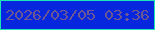 文字の大きさ：2、枠の色：1ce6b5、背景の色：0727de、文字の色：6c5795 無料ブログパーツのブログ時計