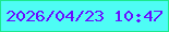 文字の大きさ：4、枠の色：1ce88d、背景の色：4efcf5、文字の色：690eff 無料ブログパーツのブログ時計
