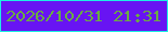 文字の大きさ：1、枠の色：1cefe3、背景の色：6814f3、文字の色：6bab43 無料ブログパーツのブログ時計