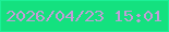 文字の大きさ：5、枠の色：1cf097、背景の色：14e17f、文字の色：c39dd7 無料ブログパーツのブログ時計