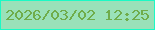 文字の大きさ：4、枠の色：1cf9c5、背景の色：9ae1b9、文字の色：6fac4b 無料ブログパーツのブログ時計