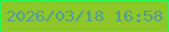 文字の大きさ：3、枠の色：1cfd54、背景の色：8ec726、文字の色：519ba4 無料ブログパーツのブログ時計