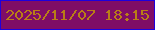 文字の大きさ：5、枠の色：1d00dd、背景の色：7f0d66、文字の色：b97e17 無料ブログパーツのブログ時計