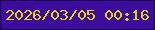 文字の大きさ：3、枠の色：1d0745、背景の色：3c0c9f、文字の色：e7d406 無料ブログパーツのブログ時計