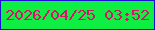 文字の大きさ：5、枠の色：1d10d4、背景の色：0fee42、文字の色：d9126b 無料ブログパーツのブログ時計